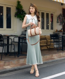 セーラーカラーニットマーメイドワンピース　春服　夏服