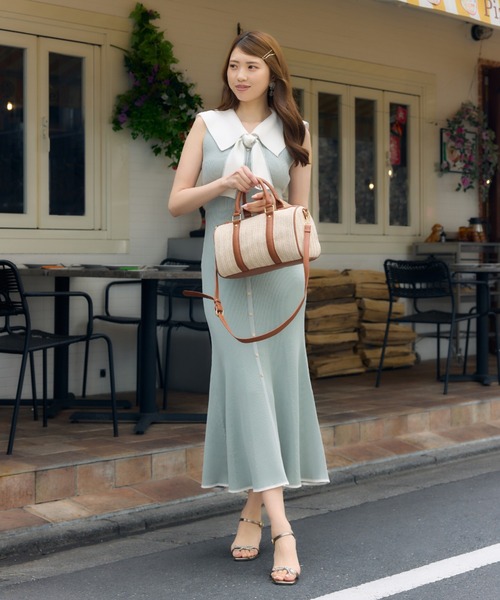 セーラーカラーニットマーメイドワンピース　春服　夏服 セーラーカラーニットマーメイドワンピース 春服 夏服（ワンピース