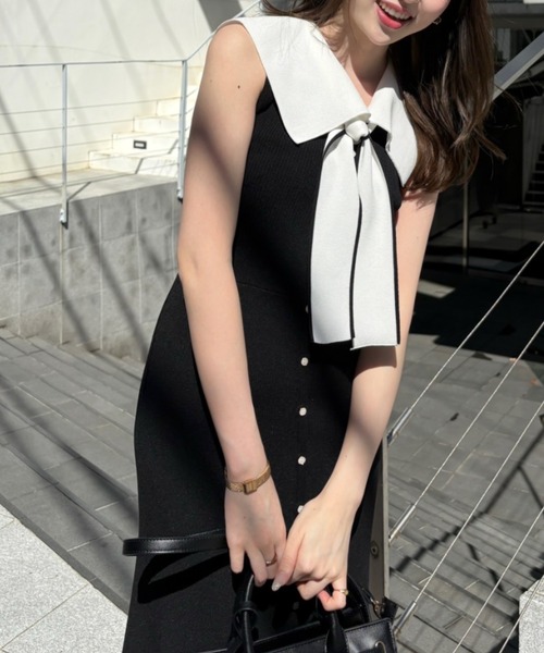 rienda(リエンダ)の「セーラーカラーニットマーメイドワンピース 春服 夏服(ワンピース・レディース・ブラウン/ミント/ブラック・FREE)」の13枚目の写真
