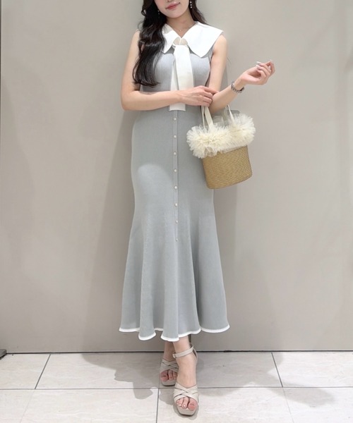 rienda(リエンダ)の「セーラーカラーニットマーメイドワンピース 春服 夏服(ワンピース・レディース・ブラウン/ミント/ブラック・FREE)」の15枚目の写真