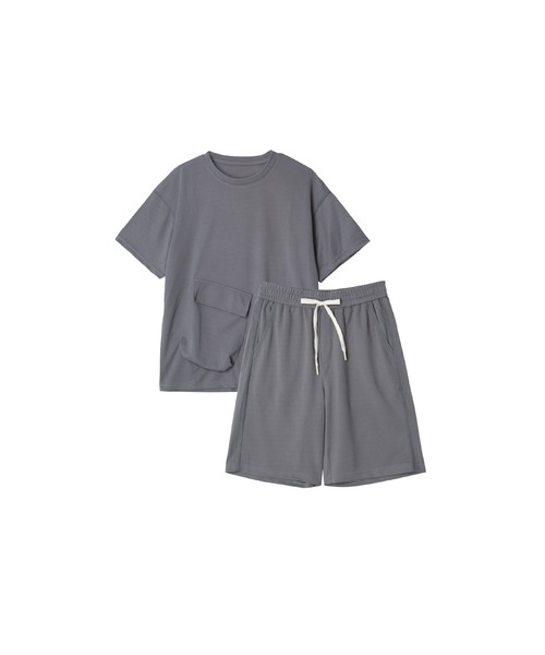 U:UME（ユーム）の「Sheer Loose Casual Set-Up（セットアップ・メンズ・ライトグレー/グレー・LARGE）」の2枚目の写真