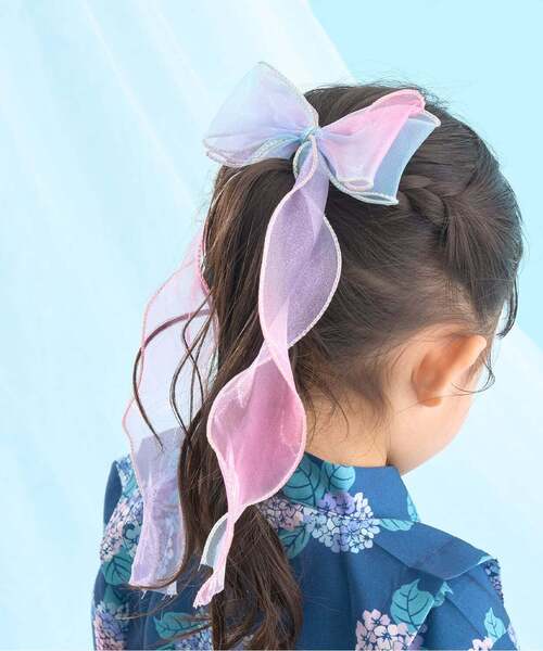 Lycee mine(リセマイン)の「オーロラビックリボンヘアクリップ【子供服】【キッズ】【女の子】(バレッタ/ヘアクリップ・キッズ・イエロー/ラベンダー/ピンク・F)」の1枚目の写真