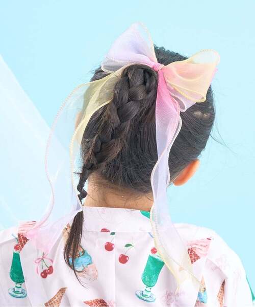 Lycee mine(リセマイン)の「オーロラビックリボンヘアクリップ【子供服】【キッズ】【女の子】(バレッタ/ヘアクリップ・キッズ・イエロー/ラベンダー/ピンク・F)」の3枚目の写真