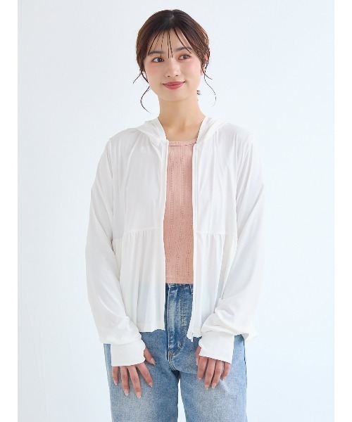 tutuanna（チュチュアンナ）の「[水陸両用]フレアフリルUVカットパーカー(ノーマル丈)（パーカー・レディース・ブラック/サックスブルー/ホワイト・L/M）」の11枚目の写真