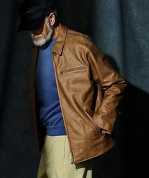 ACANTHUS | mj11561-Leather Collor Riders Jacket レザーカラーライダースジャケット(L2602)(ライダースジャケット)