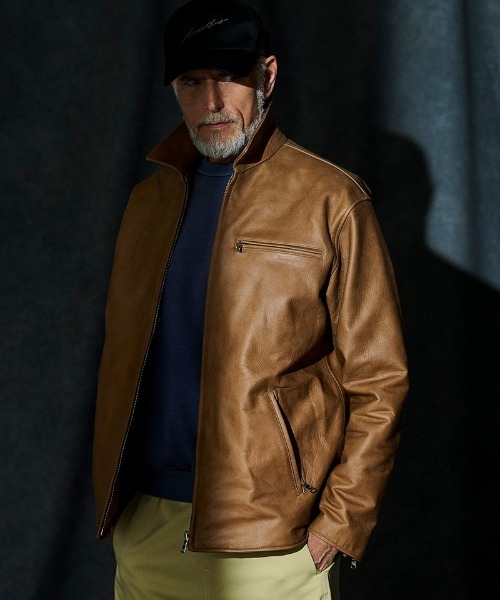 ACANTHUS(アカンサス)の「mj11561-Leather Collor Riders Jacket レザーカラーライダースジャケット(L2602)(ライダースジャケット・メンズ・ブラック/キャメル・XL/L/M/S)」の3枚目の写真