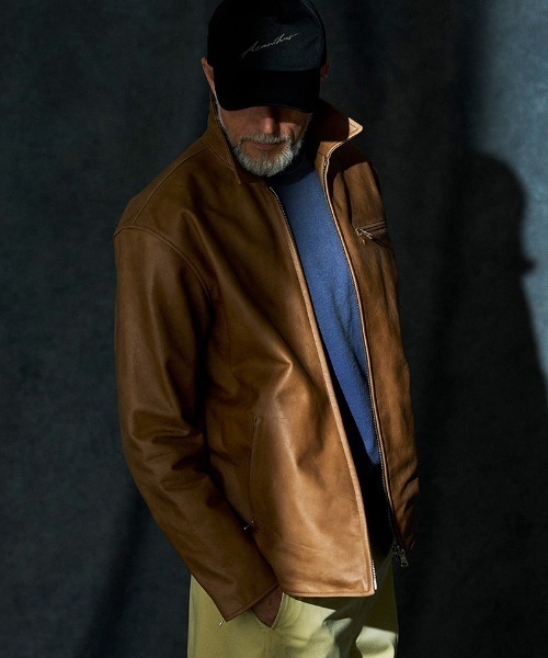 ACANTHUS(アカンサス)の「mj11561-Leather Collor Riders Jacket レザーカラーライダースジャケット(L2602)(ライダースジャケット・メンズ・ブラック/キャメル・XL/L/M/S)」の4枚目の写真