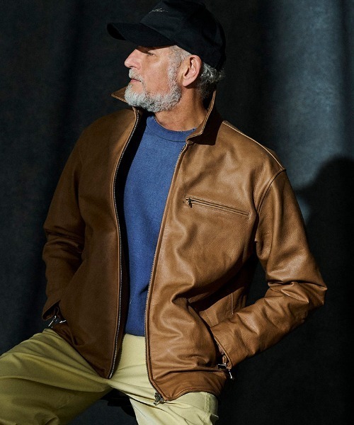 ACANTHUS(アカンサス)の「mj11561-Leather Collor Riders Jacket レザーカラーライダースジャケット(L2602)(ライダースジャケット・メンズ・ブラック/キャメル・XL/L/M/S)」の5枚目の写真