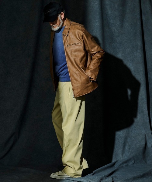 ACANTHUS(アカンサス)の「mj11561-Leather Collor Riders Jacket レザーカラーライダースジャケット(L2602)(ライダースジャケット・メンズ・ブラック/キャメル・XL/L/M/S)」の6枚目の写真