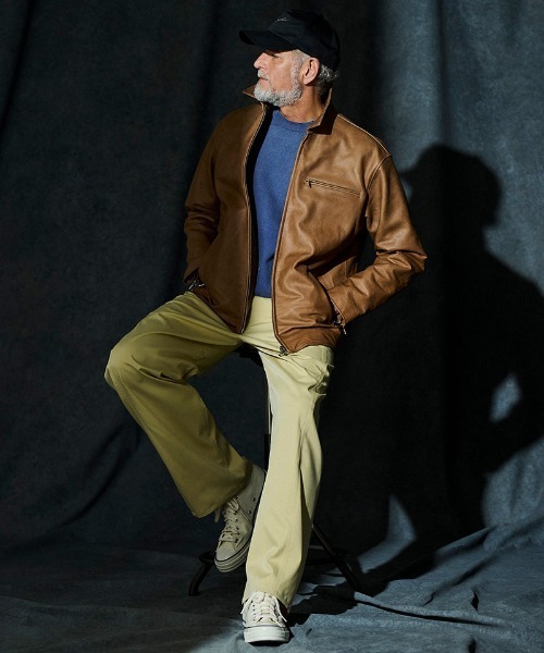 ACANTHUS(アカンサス)の「mj11561-Leather Collor Riders Jacket レザーカラーライダースジャケット(L2602)(ライダースジャケット・メンズ・ブラック/キャメル・XL/L/M/S)」の7枚目の写真