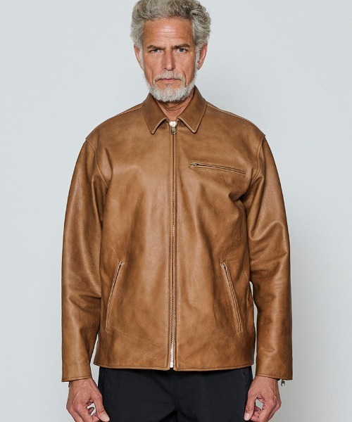 ACANTHUS(アカンサス)の「mj11561-Leather Collor Riders Jacket レザーカラーライダースジャケット(L2602)(ライダースジャケット・メンズ・ブラック/キャメル・XL/L/M/S)」の16枚目の写真