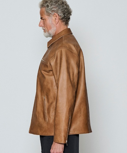 ACANTHUS(アカンサス)の「mj11561-Leather Collor Riders Jacket レザーカラーライダースジャケット(L2602)(ライダースジャケット・メンズ・ブラック/キャメル・XL/L/M/S)」の17枚目の写真