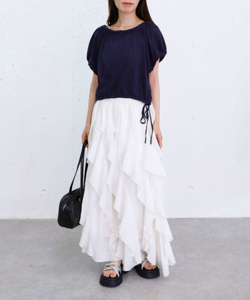archives(アルシーヴ)の「シアー裏毛ギャザーオフショルTOPS(Tシャツ/カットソー・レディース・アイボリー/ネイビー/グレー・MEDIUM)」の17枚目の写真