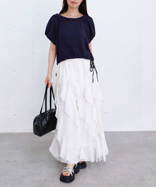 archives(アルシーヴ)の「シアー裏毛ギャザーオフショルTOPS(Tシャツ/カットソー・レディース・アイボリー/ネイビー/グレー・MEDIUM)」の18枚目の写真