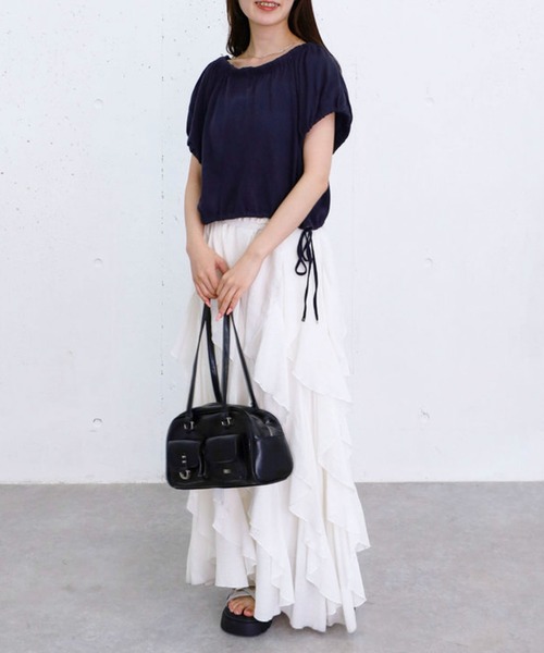 archives(アルシーヴ)の「シアー裏毛ギャザーオフショルTOPS(Tシャツ/カットソー・レディース・アイボリー/ネイビー/グレー・MEDIUM)」の19枚目の写真
