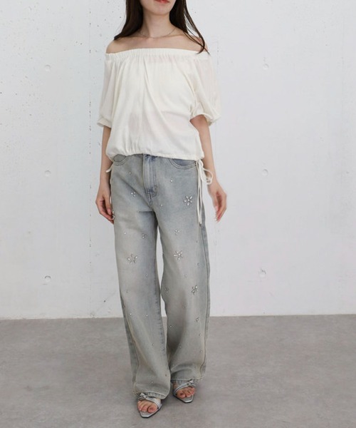 archives(アルシーヴ)の「シアー裏毛ギャザーオフショルTOPS(Tシャツ/カットソー・レディース・アイボリー/ネイビー/グレー・MEDIUM)」の8枚目の写真