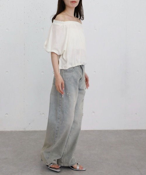 archives(アルシーヴ)の「シアー裏毛ギャザーオフショルTOPS(Tシャツ/カットソー・レディース・アイボリー/ネイビー/グレー・MEDIUM)」の12枚目の写真
