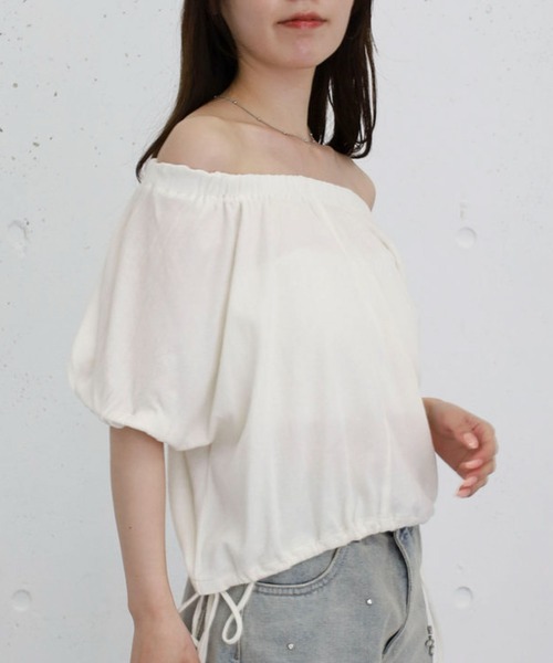 archives(アルシーヴ)の「シアー裏毛ギャザーオフショルTOPS(Tシャツ/カットソー・レディース・アイボリー/ネイビー/グレー・MEDIUM)」の6枚目の写真