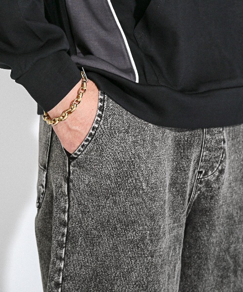 LUXSTYLE(ラグスタイル)の「イージー裏毛カットデニムスウェットパンツ(デニムパンツ・メンズ・グレー/ブラック・M/L)」の8枚目の写真