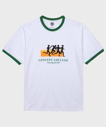 CONCEPTCOLLEGE（コンセプトカレッジ）の「ランニングクラブクルーネックホワイト/グリーン半袖Tシャツ[男女共用]（Tシャツ/カットソー）」