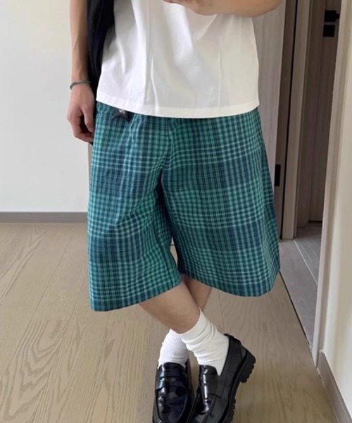 NOWLE(ノウル)の「【NOWLE】オンブレチェック ワイドイージーハーフパンツ / バギーショーツ(その他パンツ・メンズ・ブルーグリーン・X-LARGE/LARGE/MEDIUM)」の2枚目の写真