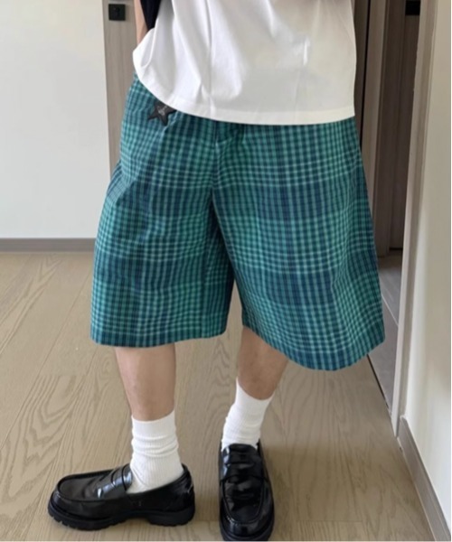 NOWLE(ノウル)の「【NOWLE】オンブレチェック ワイドイージーハーフパンツ / バギーショーツ(その他パンツ・メンズ・ブルーグリーン・X-LARGE/LARGE/MEDIUM)」の3枚目の写真