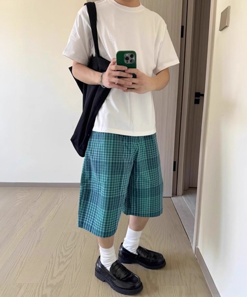 NOWLE(ノウル)の「【NOWLE】オンブレチェック ワイドイージーハーフパンツ / バギーショーツ(その他パンツ・メンズ・ブルーグリーン・X-LARGE/LARGE/MEDIUM)」の4枚目の写真