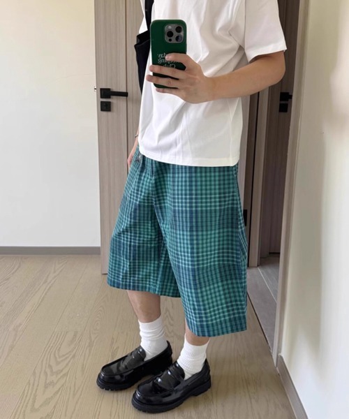 NOWLE(ノウル)の「【NOWLE】オンブレチェック ワイドイージーハーフパンツ / バギーショーツ(その他パンツ・メンズ・ブルーグリーン・X-LARGE/LARGE/MEDIUM)」の5枚目の写真