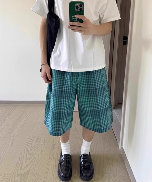 NOWLE(ノウル)の「【NOWLE】オンブレチェック ワイドイージーハーフパンツ / バギーショーツ(その他パンツ・メンズ・ブルーグリーン・X-LARGE/LARGE/MEDIUM)」の6枚目の写真