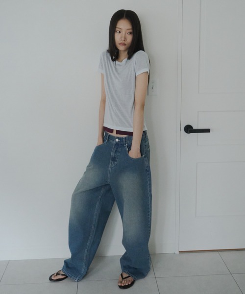 FEKETE(フェケテ)の「loose wide denim / ヴィンテージワイドデニム(デニムパンツ・レディース・インディゴブルー/ライトブルー/ブルー・MEDIUM/SMALL/LARGE)」の21枚目の写真