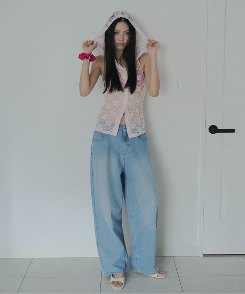 FEKETE(フェケテ)の「loose wide denim / ヴィンテージワイドデニム(デニムパンツ・レディース・インディゴブルー/ライトブルー/ブルー・MEDIUM/SMALL/LARGE)」の9枚目の写真