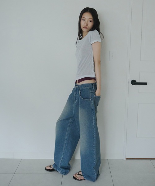 FEKETE(フェケテ)の「loose wide denim / ヴィンテージワイドデニム(デニムパンツ・レディース・インディゴブルー/ライトブルー/ブルー・MEDIUM/SMALL/LARGE)」の18枚目の写真