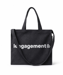 LENGAGEMENT（ランガージュマン）の「ストーリー ロゴ ツーウェイ デニム エコバッグ [ブラック]（エコバッグ/サブバッグ）」