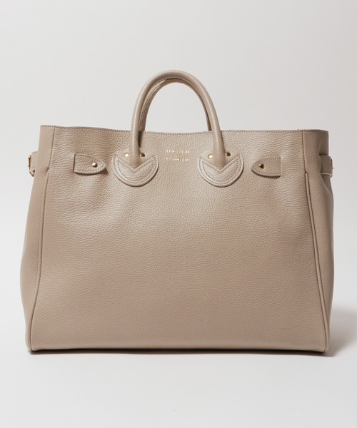 YOUNG&OLSEN The DRYGOODS STORE（ヤングアンドオルセン）の「YOUNG & OLSEN/ヤングアンドオルセン EMBOSSED LEATHER BELTED TOTE M カウレザー トートバッグ（トートバッグ・レディース・ブラウン/ベージュ/ブラック・FREE）」の3枚目の写真