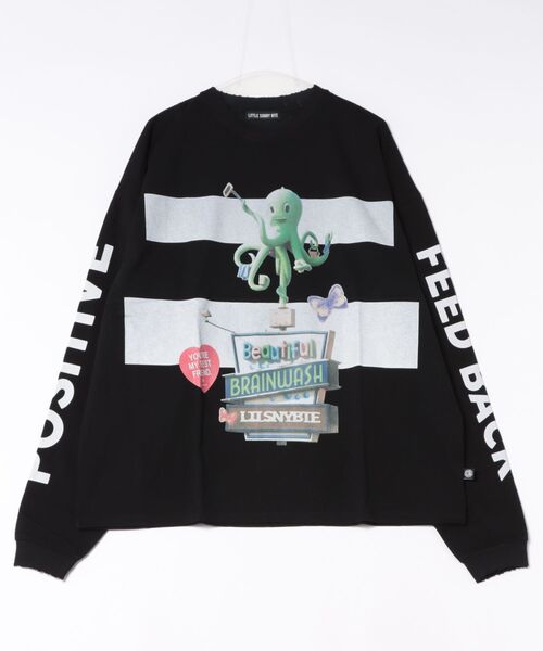 Little sunny bite(リトルサニーバイト)の「littlesunnybite/リトルサニーバイト/graphic long tee(Tシャツ/カットソー・レディース・ホワイト/ピンク/ブラック・M/S)」の5枚目の写真