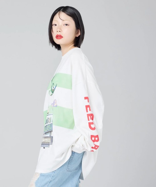 Little sunny bite(リトルサニーバイト)の「littlesunnybite/リトルサニーバイト/graphic long tee(Tシャツ/カットソー・レディース・ホワイト/ピンク/ブラック・M/S)」の15枚目の写真