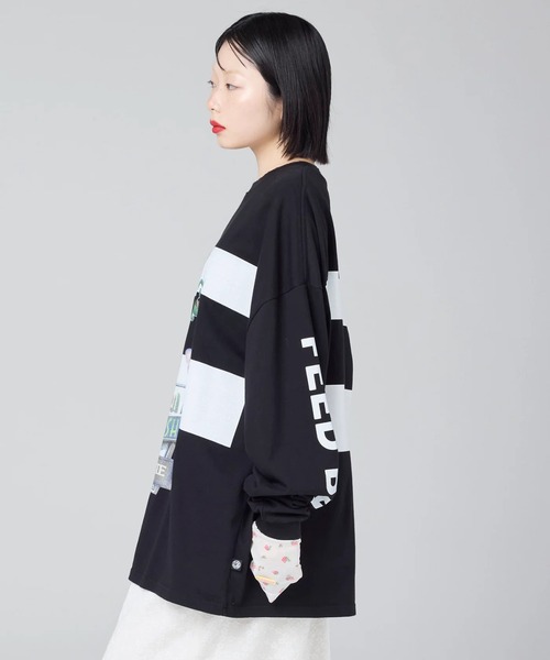 Little sunny bite(リトルサニーバイト)の「littlesunnybite/リトルサニーバイト/graphic long tee(Tシャツ/カットソー・レディース・ホワイト/ピンク/ブラック・M/S)」の12枚目の写真