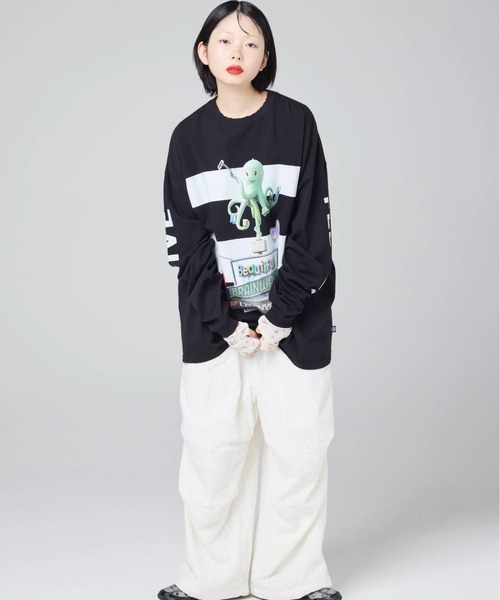 Little sunny bite(リトルサニーバイト)の「littlesunnybite/リトルサニーバイト/graphic long tee(Tシャツ/カットソー・レディース・ホワイト/ピンク/ブラック・M/S)」の10枚目の写真