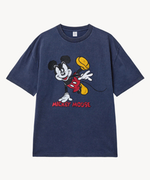 フェードウォッシングダンシング_ミッキー_ Tシャツ (ネイビー)