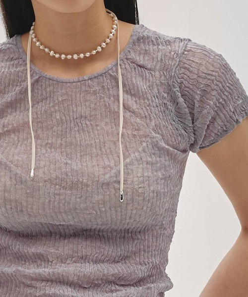 TODAYFUL（トゥデイフル）の「[TODAYFUL/トゥデイフル] 2WAY シアーニットトップス（ニット/セーター・レディース・アイボリー/ブルー・F）」の8枚目の写真