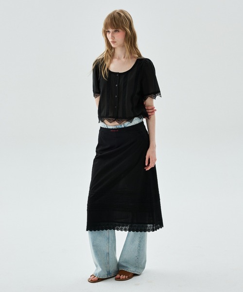 Mardi Mercredi(マルディメクルディ)の「SHEER COTTON CROPPED BLOUSE LACE / シアー コットン クロップド ブラウス レース(シャツ/ブラウス・レディース・ホワイト/ブラック・FREE)」の16枚目の写真