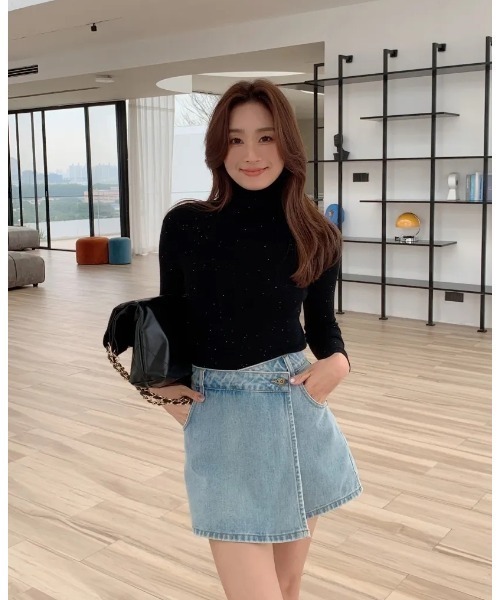 BIRTHDAY BASH(バースデイバッシュ)の「DECORATIVE DENIM SHORT PANTS(デコラティヴデニムショートパンツ)(デニムパンツ・レディース・ブルー/ダークグレー・SMALL/MEDIUM)」の11枚目の写真