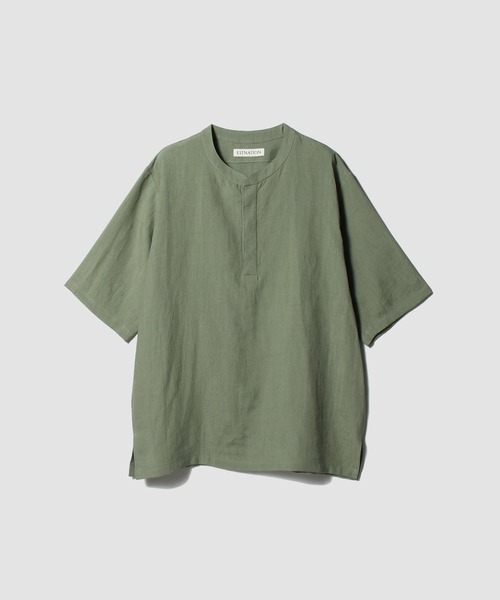 ESTNATION(エストネーション)の「ESTNATION / SUS-SOUS リネンヘンリーネックシャツ(シャツ/ブラウス・メンズ・オリーブ・LARGE/MEDIUM)」の1枚目の写真