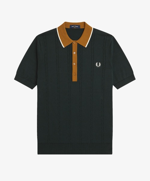 FRED PERRY(フレッドペリー)の「Cable Knit Shirt/ケーブルニットポロシャツ(ポロシャツ・メンズ・ダークグリーン/ネイビー・L/M/S)」の16枚目の写真
