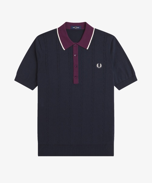 FRED PERRY(フレッドペリー)の「Cable Knit Shirt/ケーブルニットポロシャツ(ポロシャツ・メンズ・ダークグリーン/ネイビー・L/M/S)」の9枚目の写真