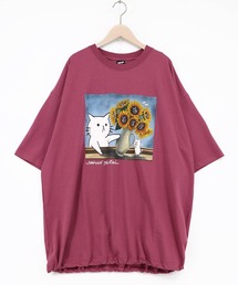 ScoLar Parity（スカラーパリティ）の「362118：ネコの襲来アート柄 ドロスト付き接触冷感Tシャツ（Tシャツ/カットソー）」