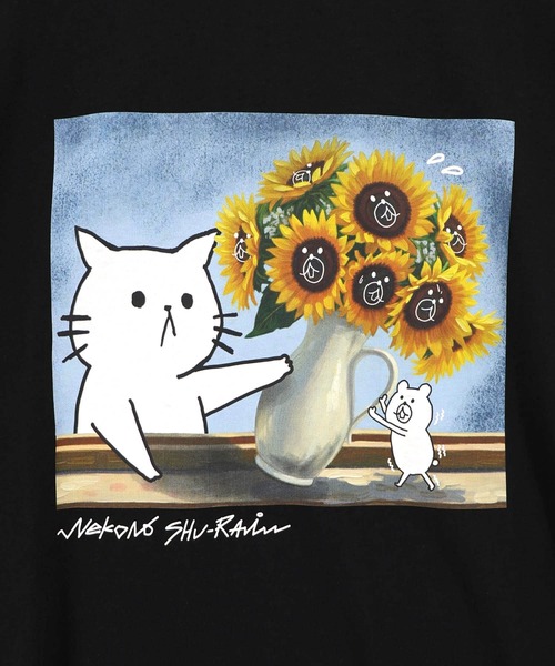 ScoLar Parity(スカラーパリティ)の「362118:ネコの襲来アート柄 ドロスト付き接触冷感Tシャツ(Tシャツ/カットソー・レディース・イエロー/オフホワイト/ピンク/ブラック・M)」の14枚目の写真