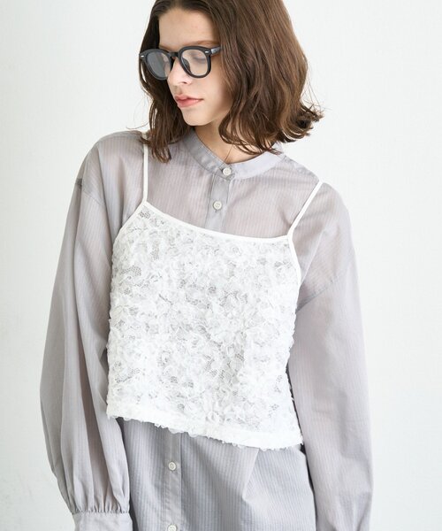 CIAOPANIC TYPY(チャオパニックティピー)の「ZOZO限定レースキャミセットシアーストライプシャツ(シャツ/ブラウス・レディース・サックスブルー/ブラウン/グレー/アイボリー・ONE SIZE)」の22枚目の写真