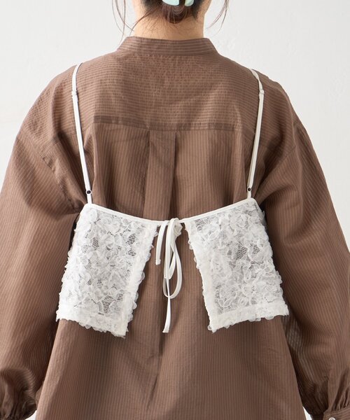 CIAOPANIC TYPY(チャオパニックティピー)の「ZOZO限定レースキャミセットシアーストライプシャツ(シャツ/ブラウス・レディース・サックスブルー/ブラウン/グレー/アイボリー・ONE SIZE)」の5枚目の写真