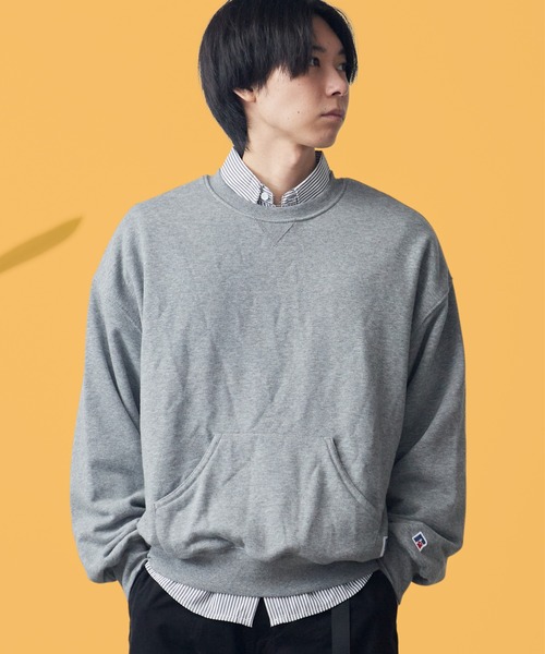 Russell Athletic(ラッセルアスレティック)の「RUSSELL ATHLETIC / ラッセルアスレティック × BerBerJin / ベルベルジン Nu Blend Double Face CN Sweat ダブルフェイス クルーネック スウェット トレーナー シンプル 長袖 メンズ レディース 2026年 秋 秋服 冬 冬服(スウェット・メンズ・ブラック/チャコールグレー/ネイビー・L/XL/M)」の1枚目の写真